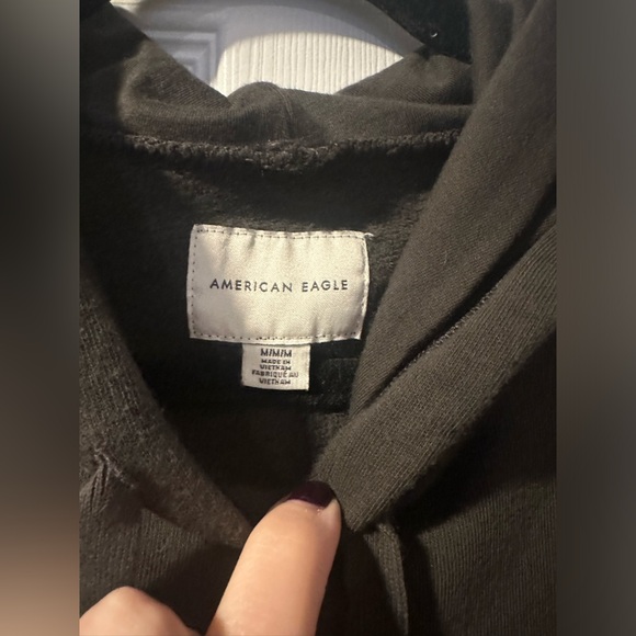 American Eagle Charcoal Gray Hoodie Size Medium Oversized - Picture 2 of 5